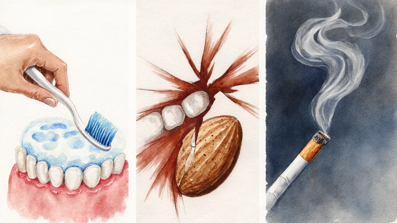 Ilustrace: čištění, prasknutí a kouření ovlivňují životnost protézy.