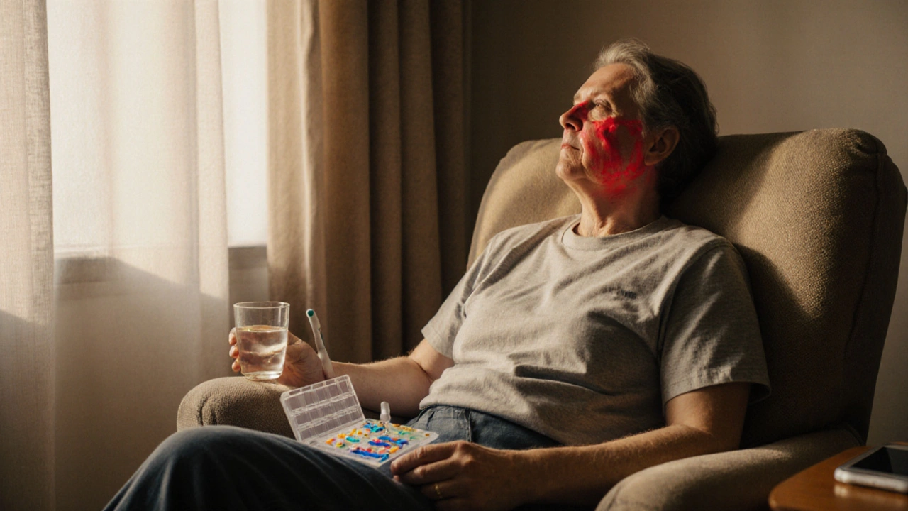 Pacient doma užívá antibiotika, odpočívá a sleduje případné příznaky.