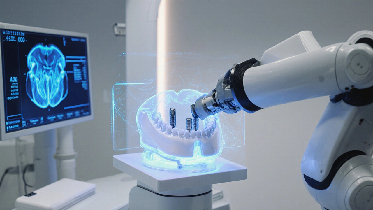 Moderní robotická implantace s 3D plánováním v české zubní klinice.