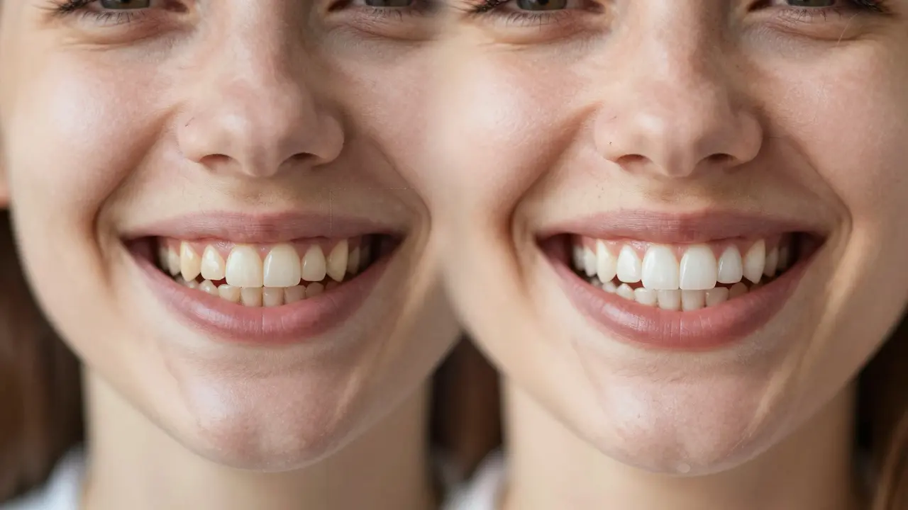 Před a po: transformace úsměvu díky fazetám na předních zubech.