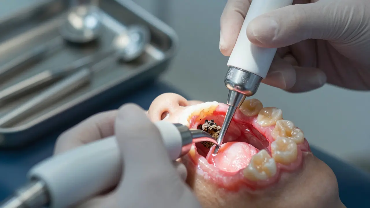 Zubní kámen pod dásní: příčiny, příznaky a léčba