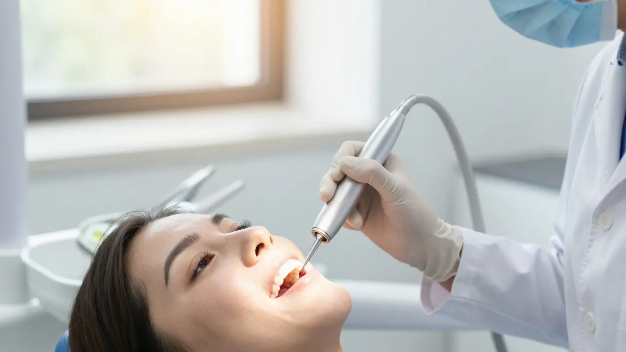 Profesionální čištění zubního kamene ultrazvukem u dentisty