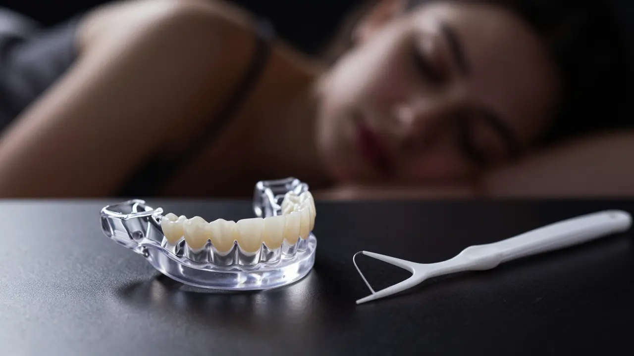 Noční chránič a hygienické pomůcky pro péči o zuby