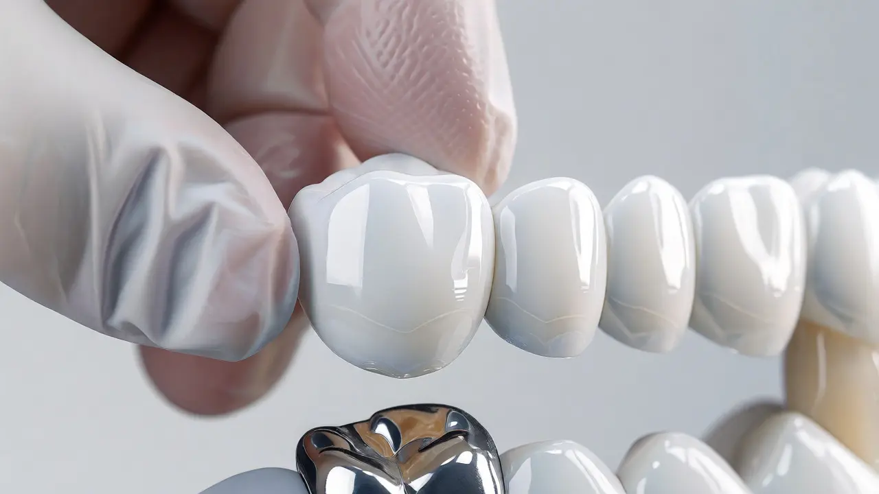 Nasazování estetické celokeramické korunky na zubní implantát